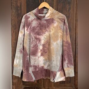 The Sweatshirt Project Tie Dye LS Sweatshirt High Loose Neck Zipper Detail XL